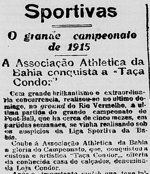 Noticia AA da Bahia Campeão de 1015